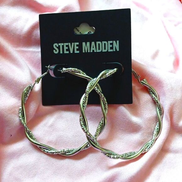NWT Steve Madden Double Twist Hoops - Picture 6 of 6